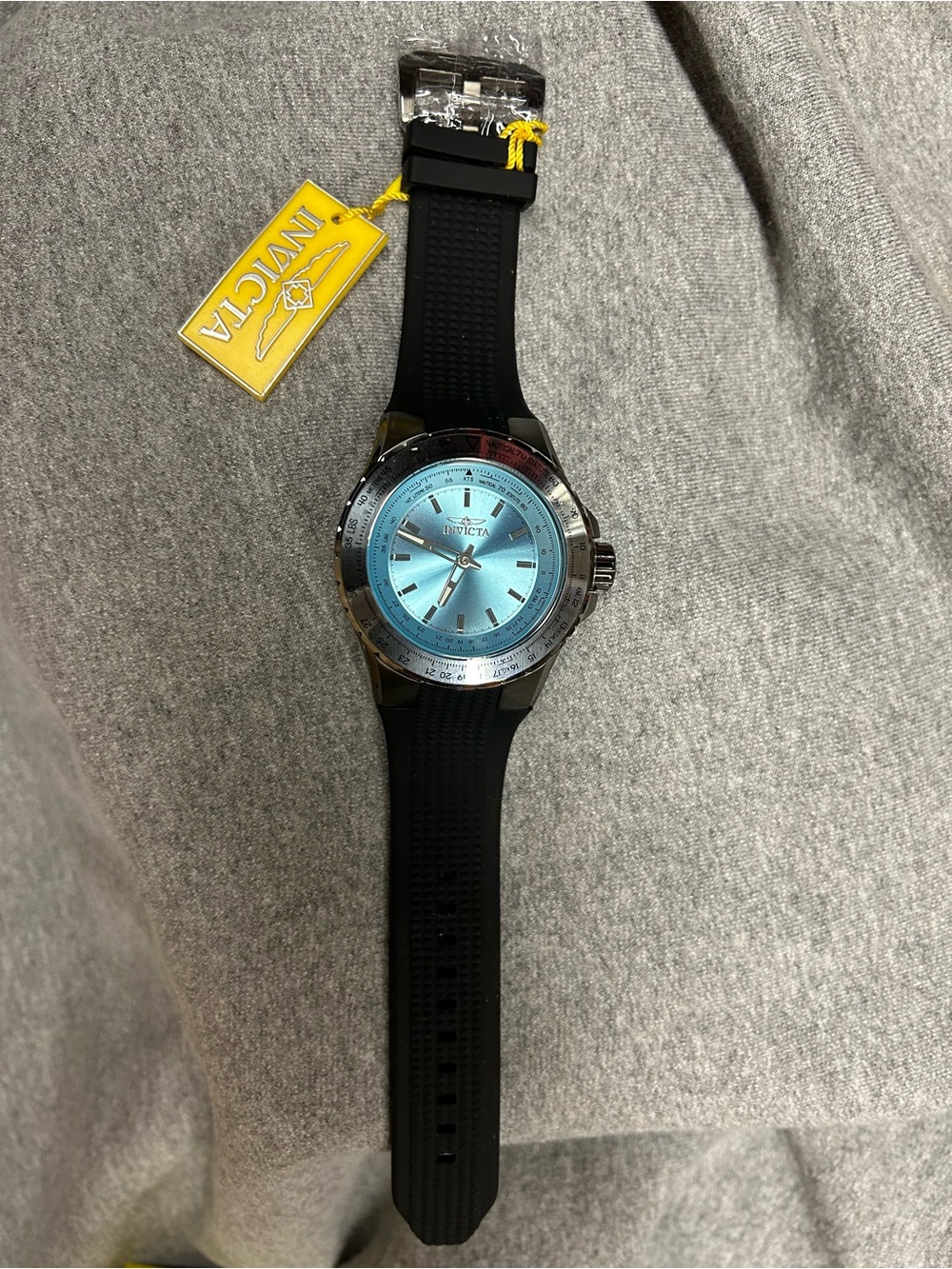 *NEW* Invicta Aviator 50575 Men's Watch 50mm Ice Blue Dial Black Silicone NIB - Picture 5 of 5